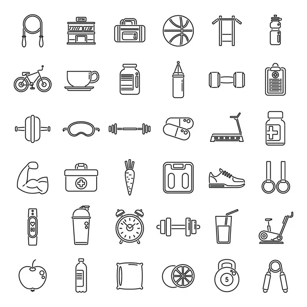 Healthy lifestyle icons set outline vector. Diet food — Stock Vector