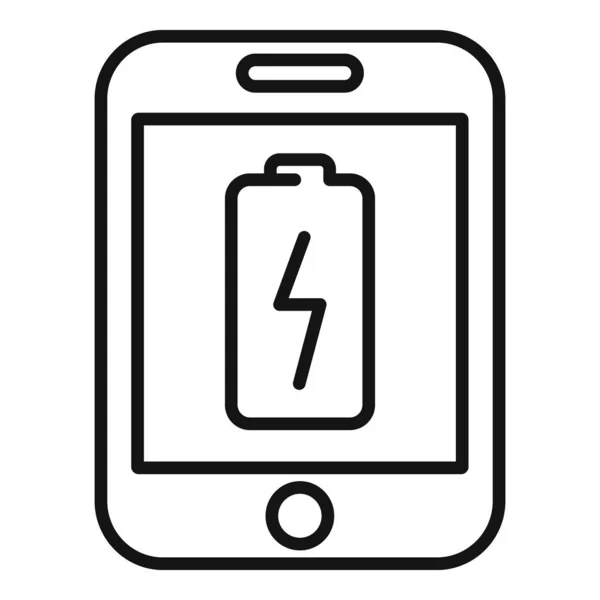 Bateria Tablet quebrado ícone contorno vetor. Tela de serviço —  Vetores de Stock