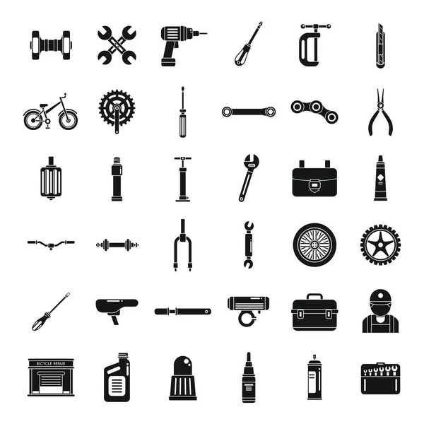 Bicycle repair icons set simple vector. Bike element — Stock Vector