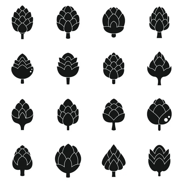 Los iconos de alcachofa establecen un vector simple. Alimento biológico — Archivo Imágenes Vectoriales