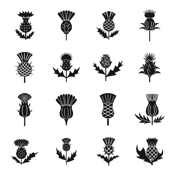 Les icônes de chardon définissent un vecteur simple. Fleur écossaise — Image vectorielle