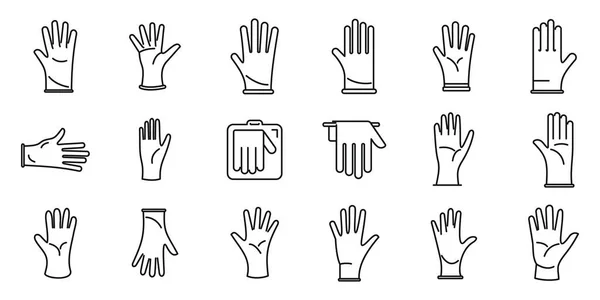 Medical gloves icons set outline vector. Care clinic — Stock Vector