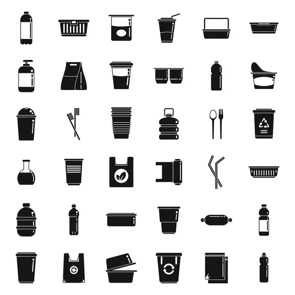 Βιοδιασπώμενα πλαστικά εικονίδια που απλό διάνυσμα. Σακούλα απορριμμάτων — Διανυσματικό Αρχείο