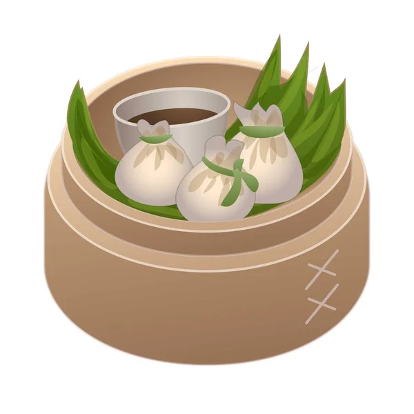 Kinesiska dumplings ikon tecknad vektor. Asiatisk mat — Stock vektor