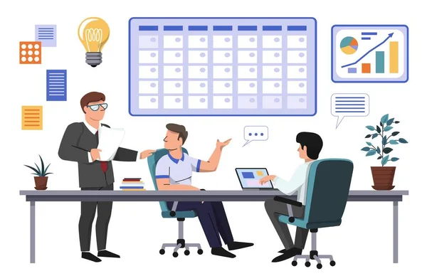 Business planning meeting concept background cartoon vector. Business meeting — Stock Vector