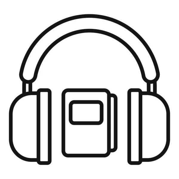 Headphones estudo de áudio ícone contorno vetor. Universidade online — Vetor de Stock