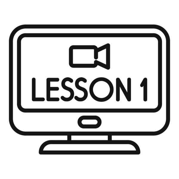 Онлайн видео урок иконка вектор контура. Учебник — стоковый вектор