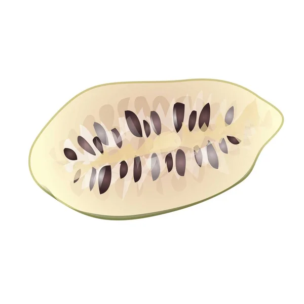 Mezza icona soursop vettore cartone animato. Graviola annona — Vettoriale Stock