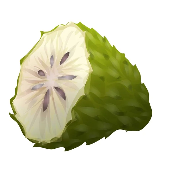 Vektor kartun ikon soursop makanan. Jus buah - Stok Vektor