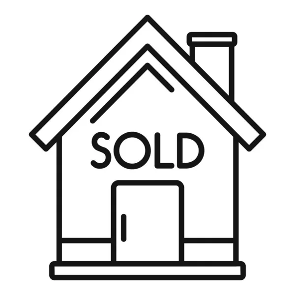 Casa subasta vendida icono contorno vector. Precio de venta — Archivo Imágenes Vectoriales