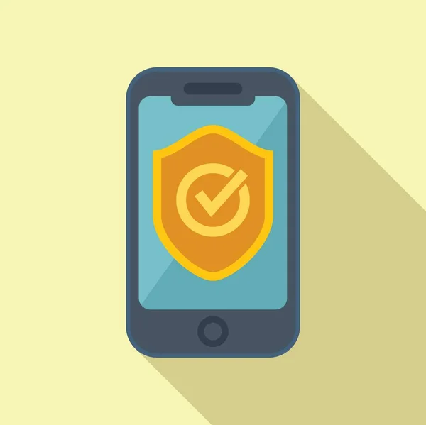 Güvenli mobil ödeme ikonu düz vektör. Çevrimiçi ödeme — Stok Vektör