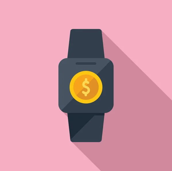 Smartwatch icono de dinero en línea plana vector. Pago inicial — Archivo Imágenes Vectoriales