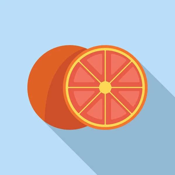 Sarapan ikon grapefruit vektor datar. Buah jeruk - Stok Vektor