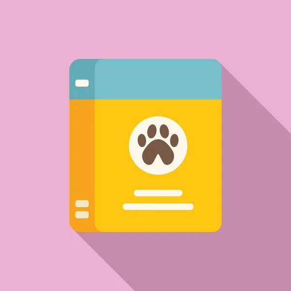 Carton box food dog icon flat vector. 동물 애완 동물 — 스톡 벡터