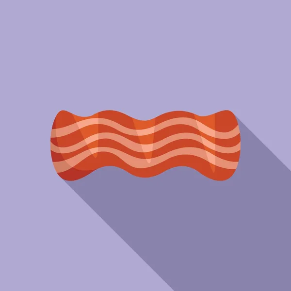 Gerookte bacon icoon vlakke vector. Vlees krokant — Stockvector
