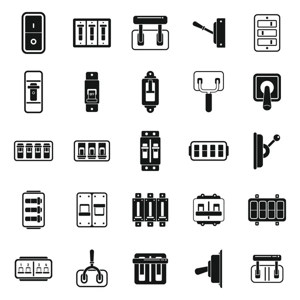 Interruptor de interruptor iconos conjunto simple vector. Cable helicóptero — Archivo Imágenes Vectoriales