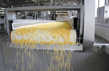 Corn processing factory, food industry clipart