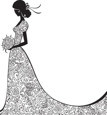 Elegant silhouette of the bride clipart