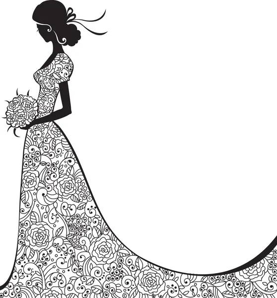 Elegant silhouette of the bride — Stock Vector