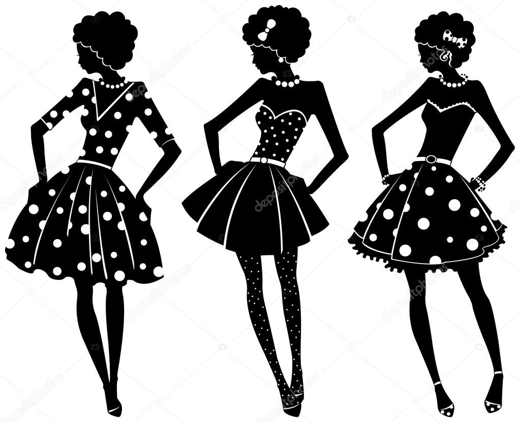 Three silhouettes of women