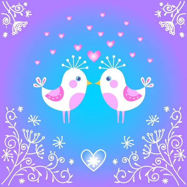 Cute birds falling in love. — Stock Vector