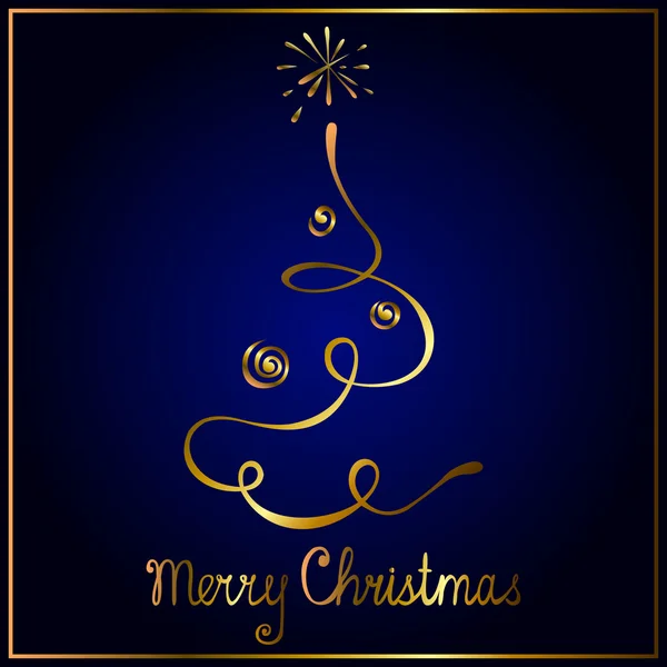 Kerstkaart met abstracte gouden fir-boom. vectorillustratie — Stockvector