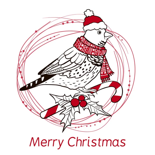 Boże Narodzenie tło z ptakiem. — Wektor stockowy