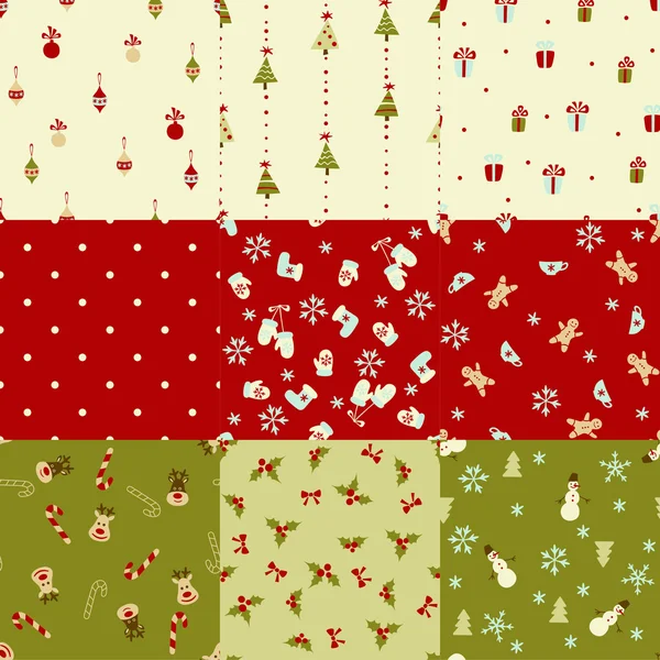 Set of Christmas seamless patterns — Stock Vector