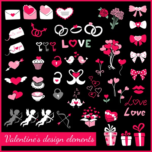 Valentines design elements — Stock Vector