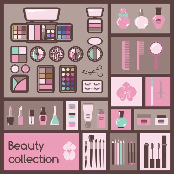 Set van cosmetica pictogrammen. — Stockvector