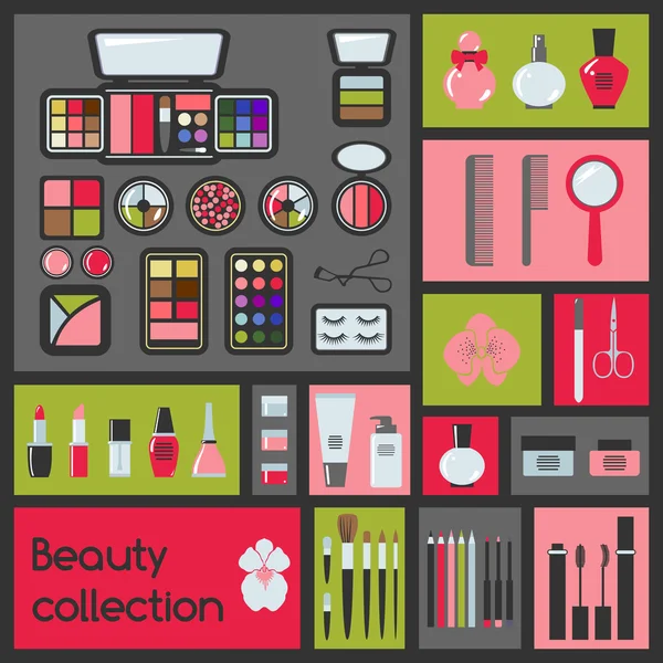 Set van cosmetica pictogrammen. — Stockvector