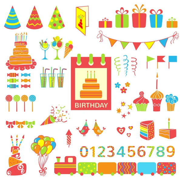 Set of vector birthday elements — Stock Vector