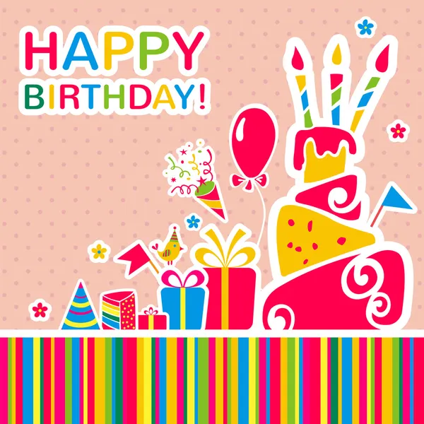 Vector happy birthday background. Greeting card — Stock Vector