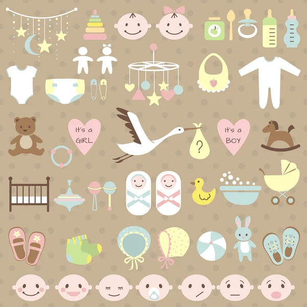 Baby shower set — Stock Vector