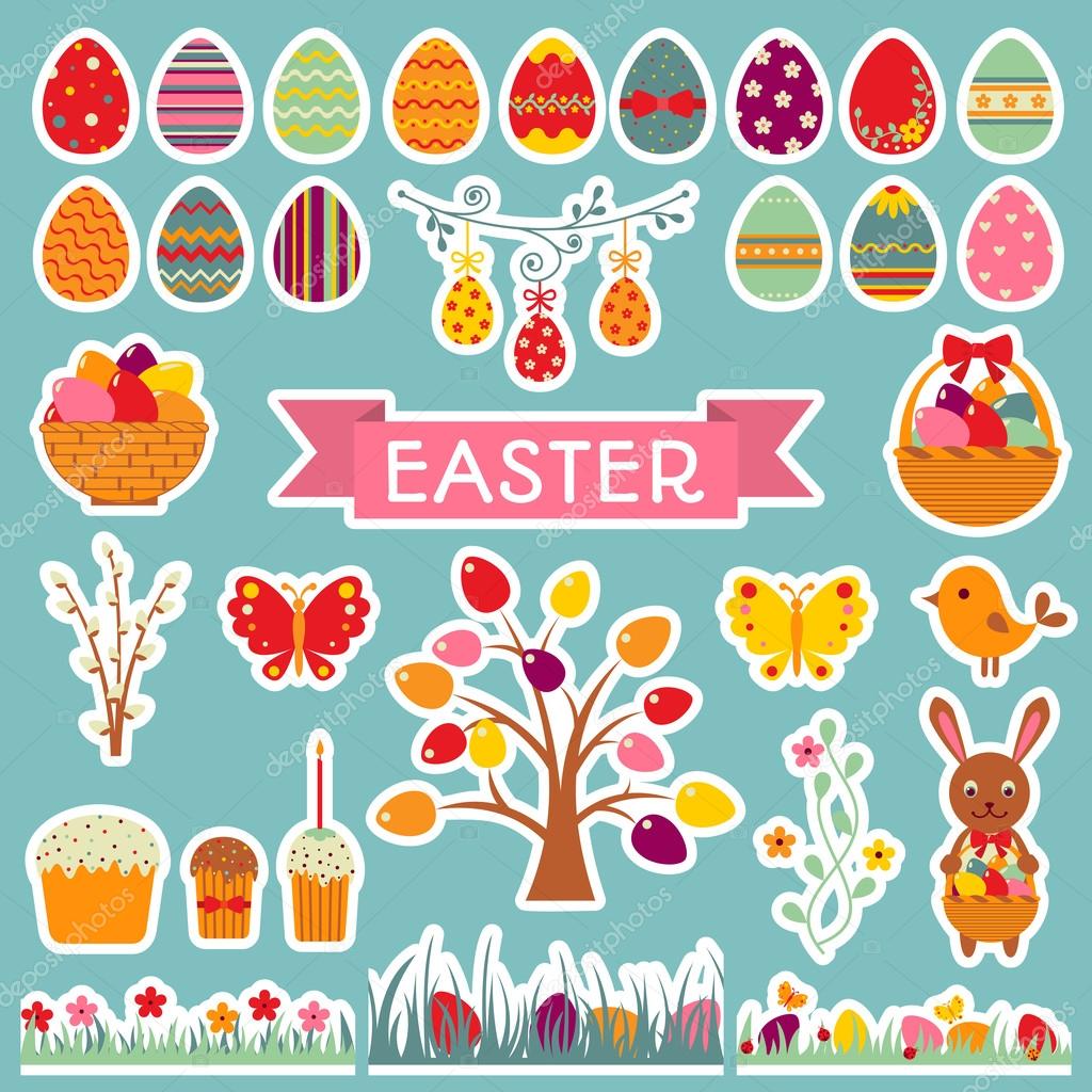 Set of Easter stickers.