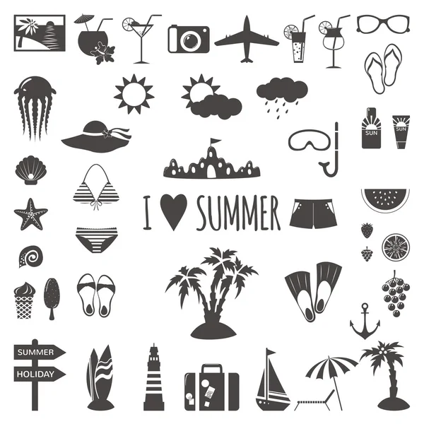 Conjunto de iconos planos de verano . — Archivo Imágenes Vectoriales