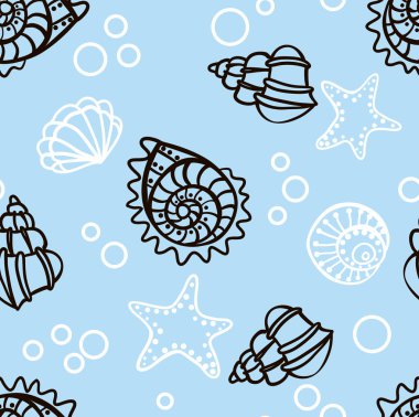 mavi zemin üzerine kabukları ile Seamless Modeli