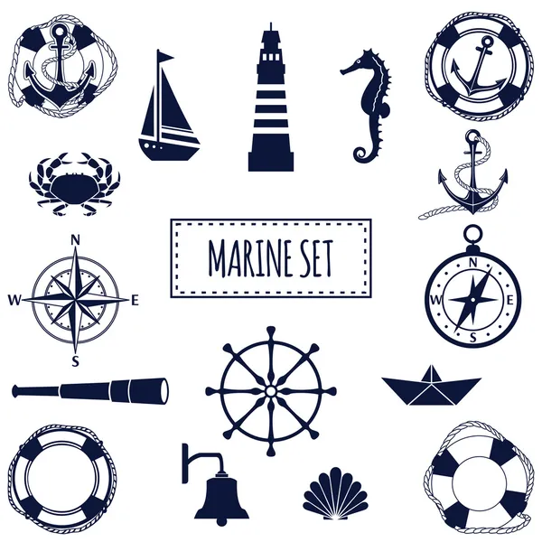 Plat mariene set — Stockvector