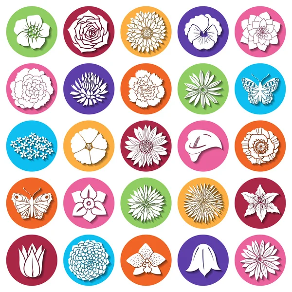 Set of abstract flat flowers. — Stock Vector