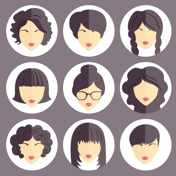 Conjunto vectorial de chicas con estilo en diseño plano moderno — Archivo Imágenes Vectoriales