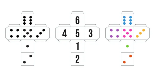 Set Von Papierwürfelvorlagen Isoliert Auf Weißem Hintergrund Druckbares Schema Zum Vektorgrafiken