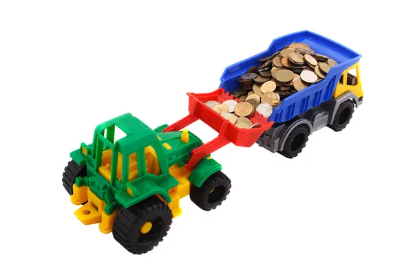 Leksaksbil och bulldozer Stockfoto