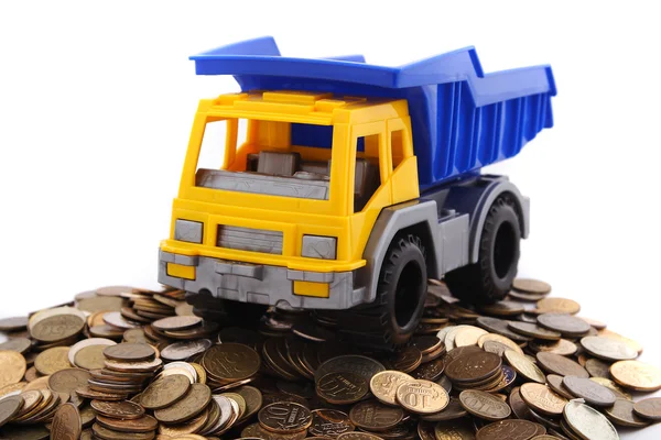 Truck with coins Royalty Free Stock Images