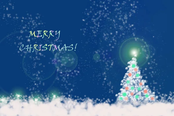Christmas Card Blue Holiday Card Merry Winter Holidays — Stockfoto