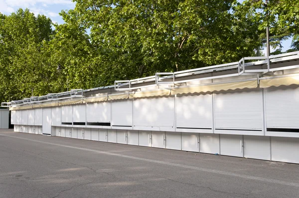 Prefabricated stands set up at Madrid Book Fair, Spain — Stock Photo, Image