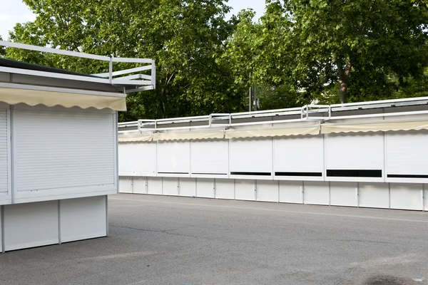 Prefabricated stands set up at Madrid Book Fair, Spain — Stock Photo, Image