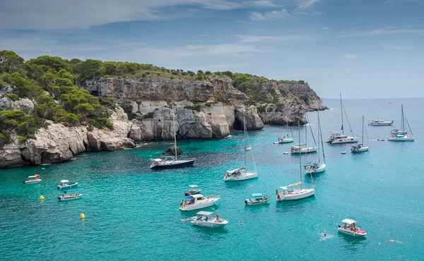Widok Cala Macarella Gminie Ciutadella Menorca Menorca Hiszpania — Zdjęcie stockowe