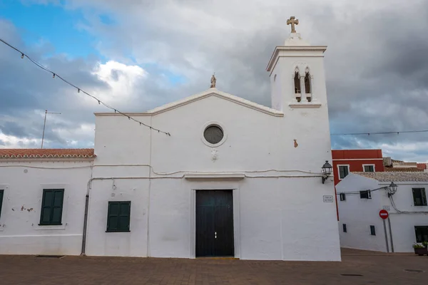 Biserica San Antonio Abad Orașul Fornells Municipalitatea Mercadal Spania Fost — Fotografie, imagine de stoc