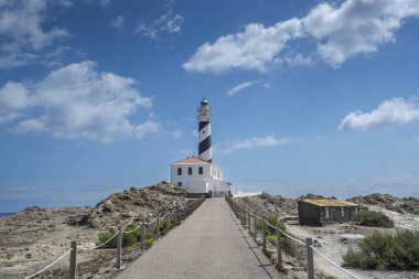 Favaritx deniz feneri, Cape of Favaritx, Mahon belediyesi, Menorca, İspanya