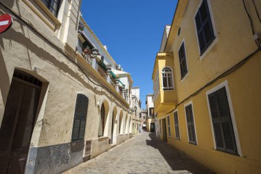 İspanya 'nın Balear Adaları, Ciutadella de Menorca kentindeki geleneksel binalar